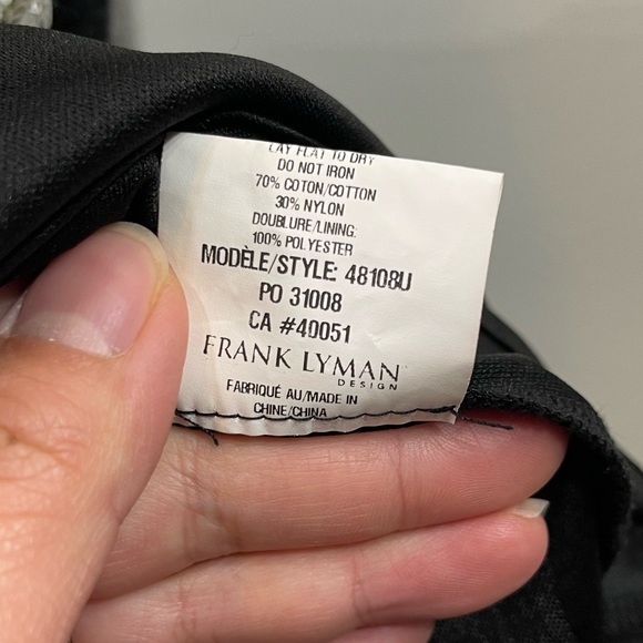 Frank Lyman Designs Black Lace Embroidered Sequined Cocktail Dress Cutout Beaded - Picture 7 of 7